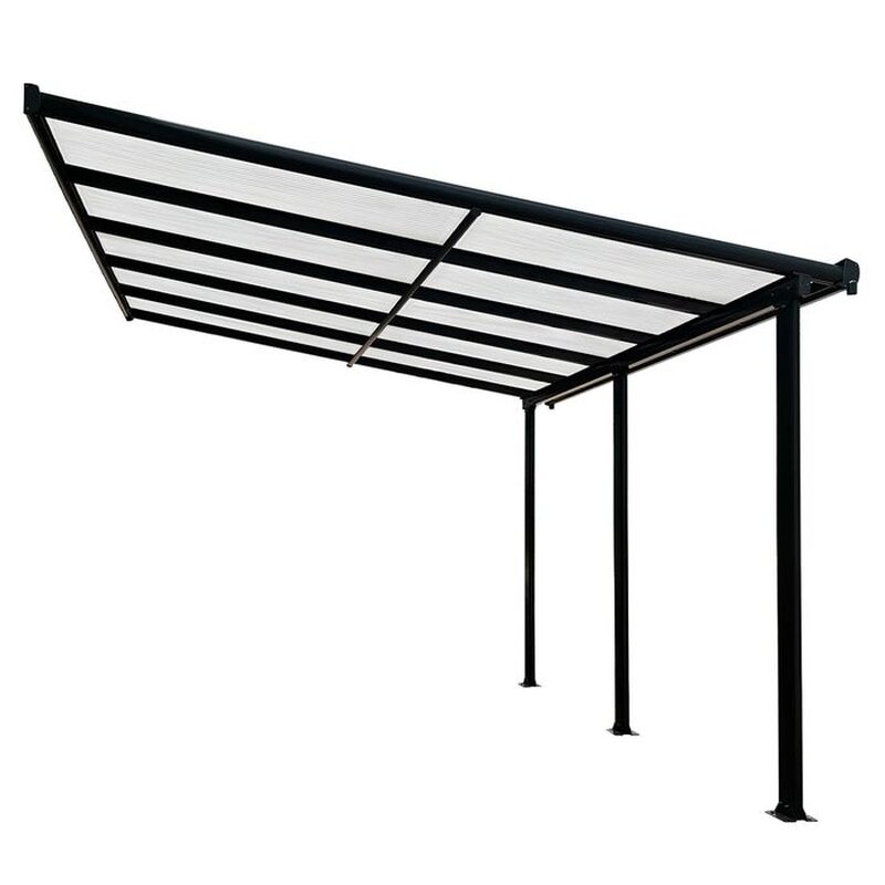 Pergola pentru perete, acoperita cu policarbonat, 312x254x206/250 cm