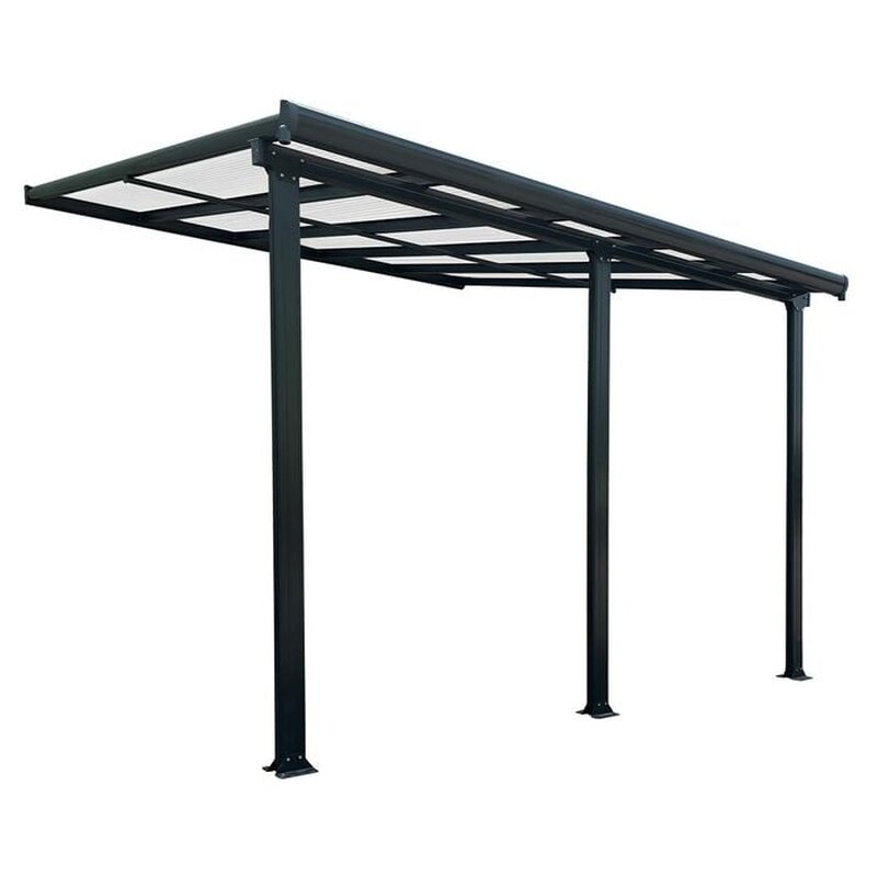 Pergola pentru perete, acoperita cu policarbonat, 312x254x206/250 cm