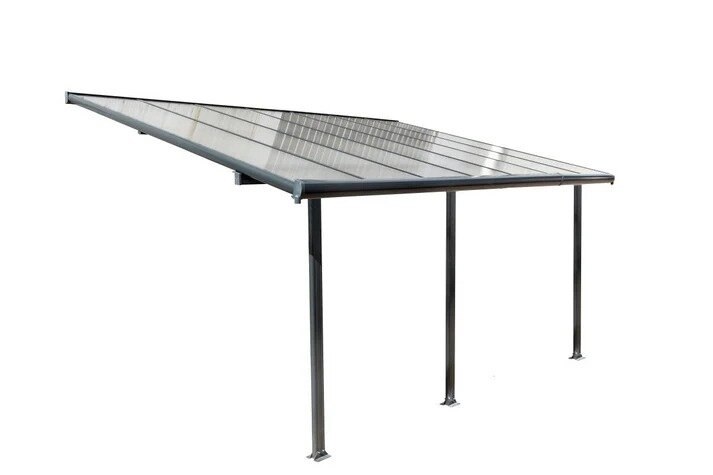Pergola pentru perete, acoperita cu policarbonat, 312x254x206/250 cm