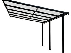 Pergola pentru perete, acoperita cu policarbonat, 312x254x206/250 cm