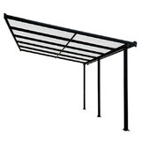 Pergola pentru perete, acoperita cu policarbonat, 312x254x206/250 cm